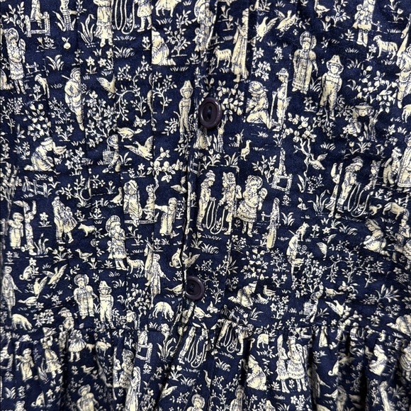 Source Unknown Blue and Cream Long Sleeve Dress - Picture 3 of 6